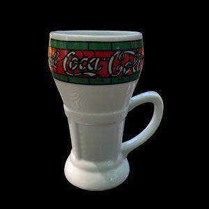 Vintage Tall Coca-Cola Milk Glass, Stained Glass Beverage Glass by Mann Made Mug